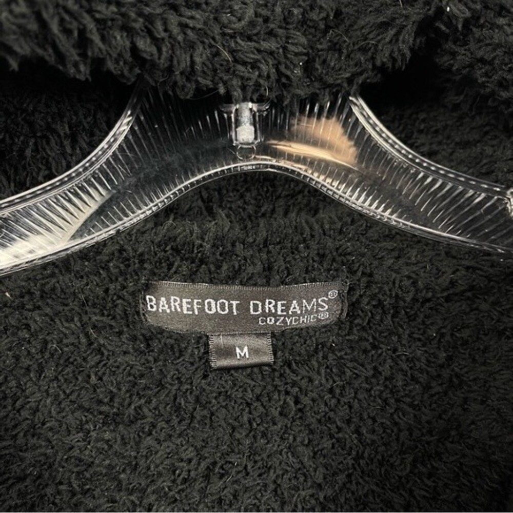 Barefoot Dreams CozyChic Relaxed Zip Up Pocket Hoodie Fuzzy Jacket Black 515 M - Picture 6 of 14